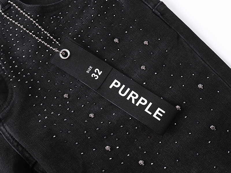 Purple Brand Rhinestone Bootcut Denim Jeans Black PU710