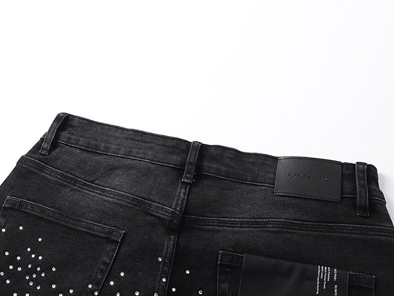 Purple Brand Rhinestone Cross Denim Shorts Black PU529