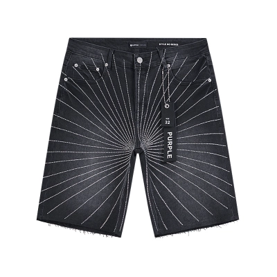 Purple Brand Rhinestone Denim Shorts Black PU531 02