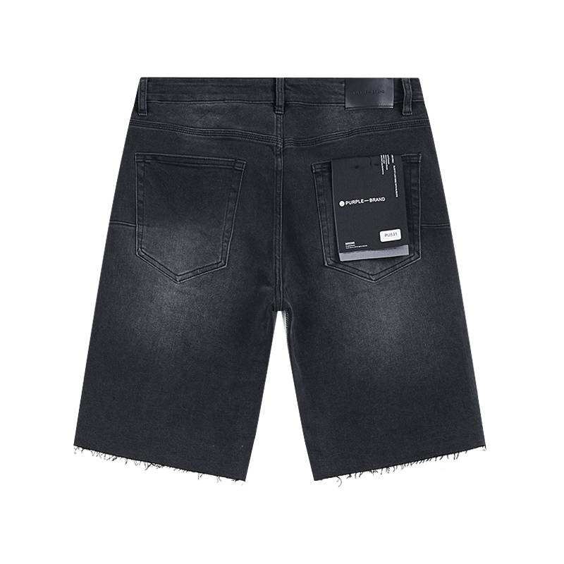 Purple Brand Rhinestone Denim Shorts Black PU531