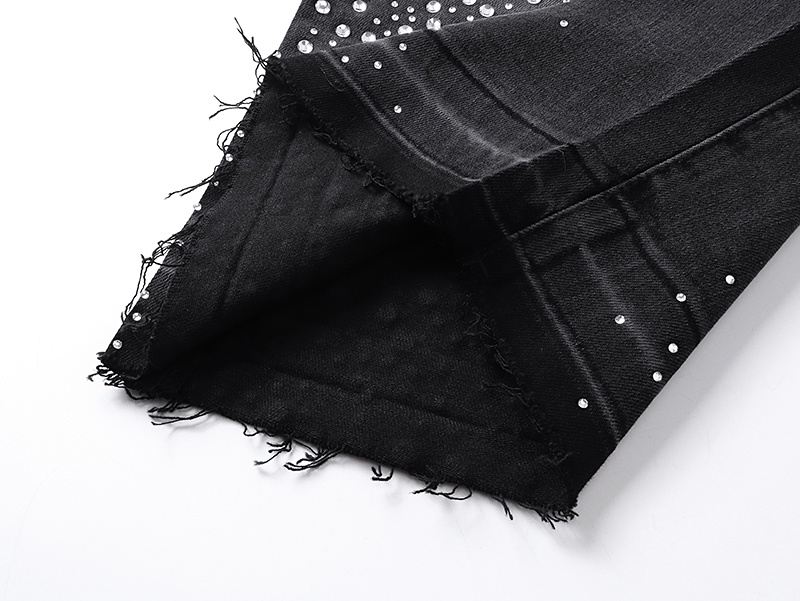 Purple Brand Rhinestone Denim Shorts Black PU532