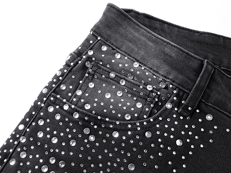 Purple Brand Rhinestone Denim Shorts Black PU532