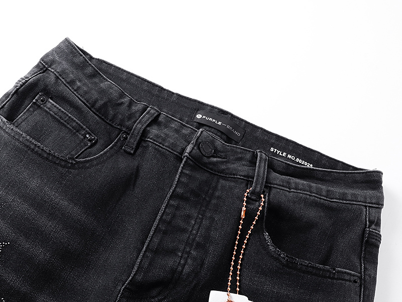 Purple Brand Rhinestone Flared Denim Jeans Black PU190