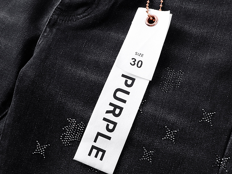 Purple Brand Rhinestone Flared Denim Jeans Black PU190