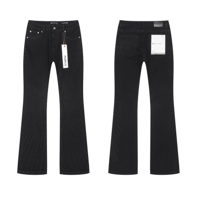 Purple Brand Rhinestone Flared Denim Jeans Black PU717 01