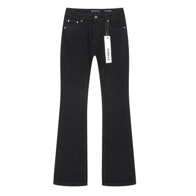 Purple Brand Rhinestone Flared Denim Jeans Black PU717 02