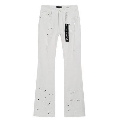 Purple Brand Rhinestone Flared Denim Jeans White PU707 02