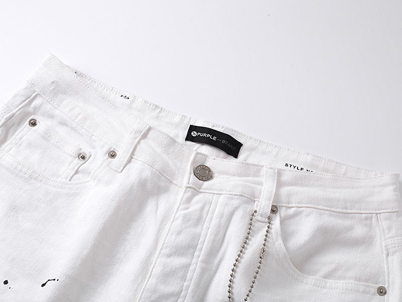 Purple Brand Rhinestone Flared Denim Jeans White PU707