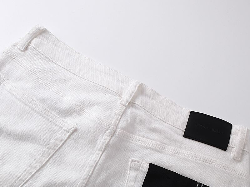 Purple Brand Rhinestone Flared Denim Jeans White PU707