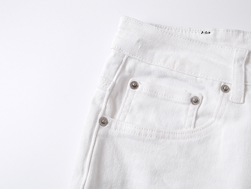 Purple Brand Rhinestone Flared Denim Jeans White PU707