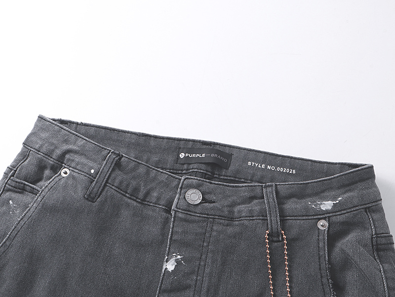 Purple Brand Rhinestone Multi Pocket Denim Pants Gray PU181