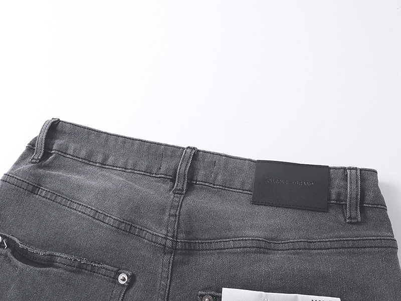 Purple Brand Rhinestone Multi Pocket Denim Pants Gray PU181