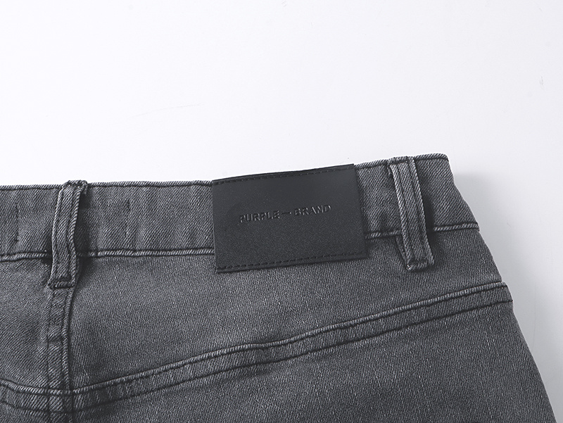 Purple Brand Rhinestone Multi Pocket Denim Pants Gray PU181