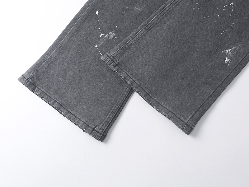Purple Brand Rhinestone Multi Pocket Denim Pants Gray PU181