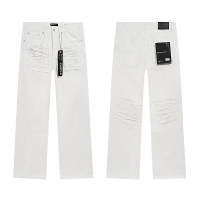Purple Brand Ribbed Bootcut Denim Jeans White PU817 01
