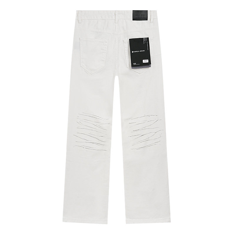 Purple Brand Ribbed Bootcut Denim Jeans White PU817