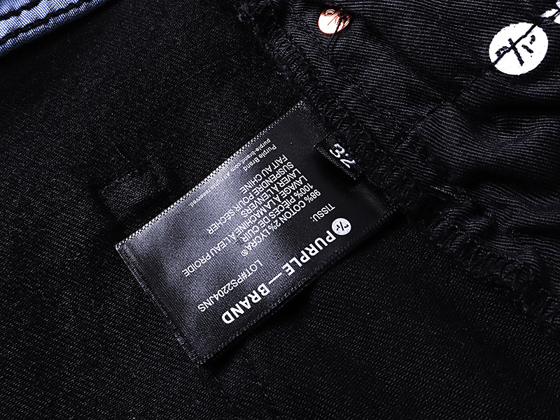 Purple Brand Star Pattern Slim Fit Denim Jeans Black PU161