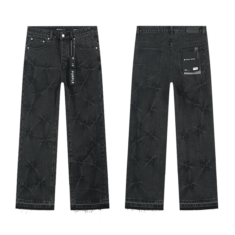 Purple Brand Star Pattern Straight Denim Jeans Black PU802