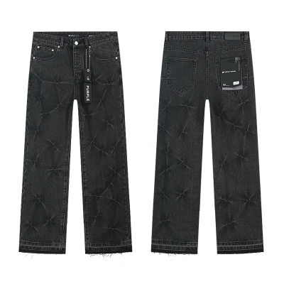 Purple Brand Star Pattern Straight Denim Jeans Black PU802 01