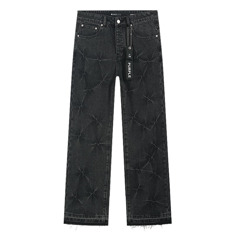 Purple Brand Star Pattern Straight Denim Jeans Black PU802