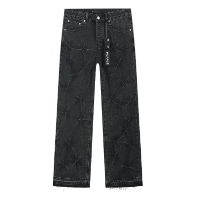 Purple Brand Star Pattern Straight Denim Jeans Black PU802 02