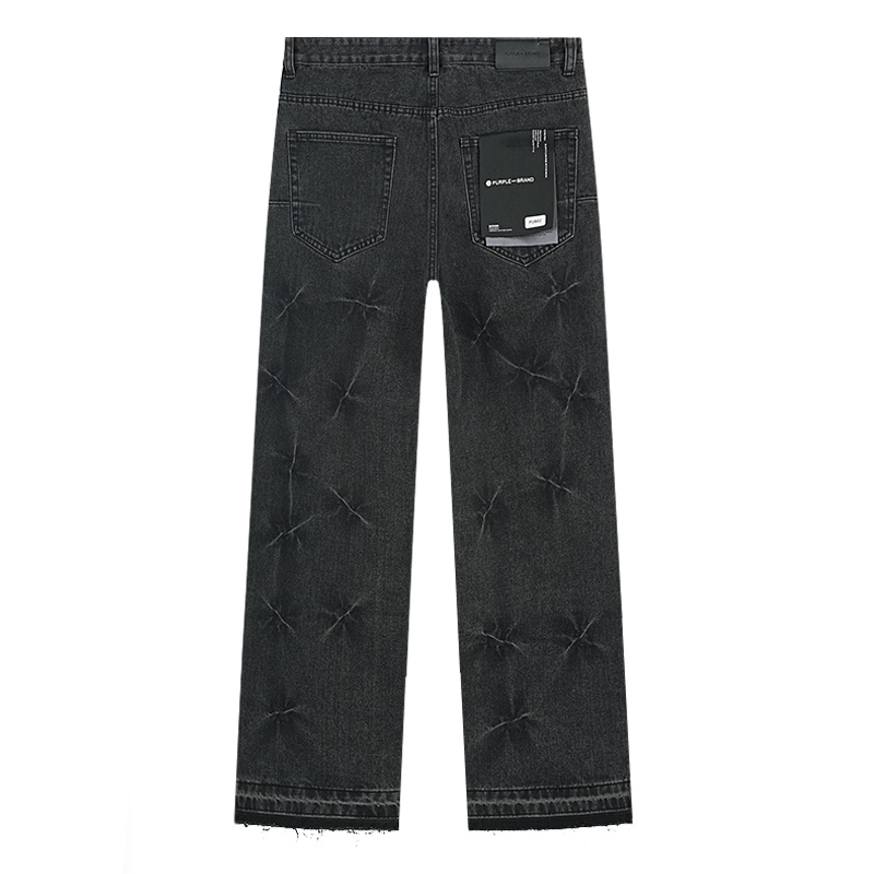 Purple Brand Star Pattern Straight Denim Jeans Black PU802