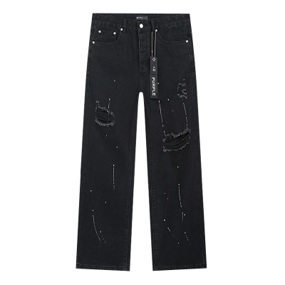 Purple Brand Star Pattern Straight Denim Jeans Black PU815 02