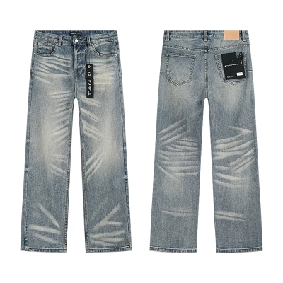 Purple Brand Starburst Washed Wide Leg Denim Jeans Light Blue PU816 01