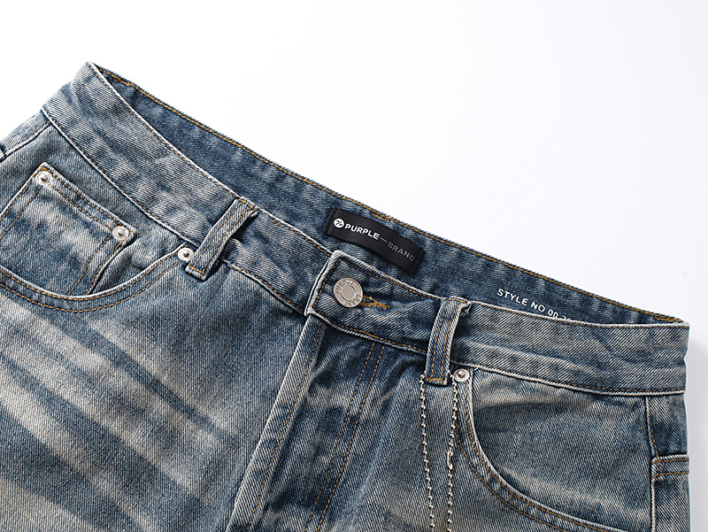 Purple Brand Starburst Washed Wide Leg Denim Jeans Light Blue PU816