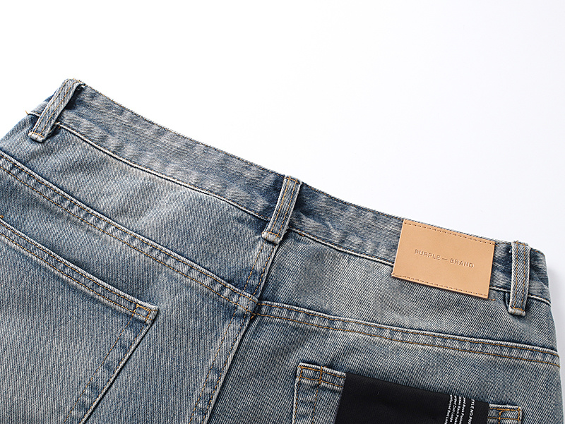 Purple Brand Starburst Washed Wide Leg Denim Jeans Light Blue PU816