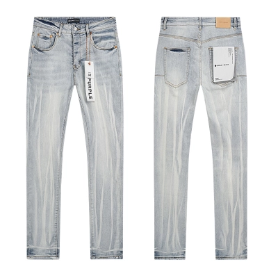 Purple Brand Striped Washed Straight Denim Jeans Light Blue PU165 01