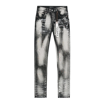 Purple Brand Tie-dye Slim Fit Denim Jeans Black White PU163 02