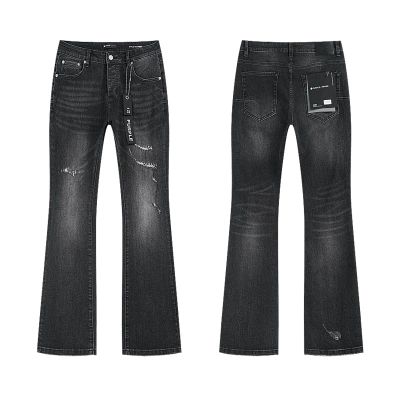 Purple Brand Washed Bootcut Denim Jeans Black PU706 01