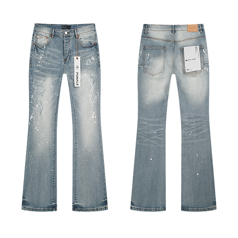Purple Brand Washed Bootcut Denim Jeans Light Blue PU171