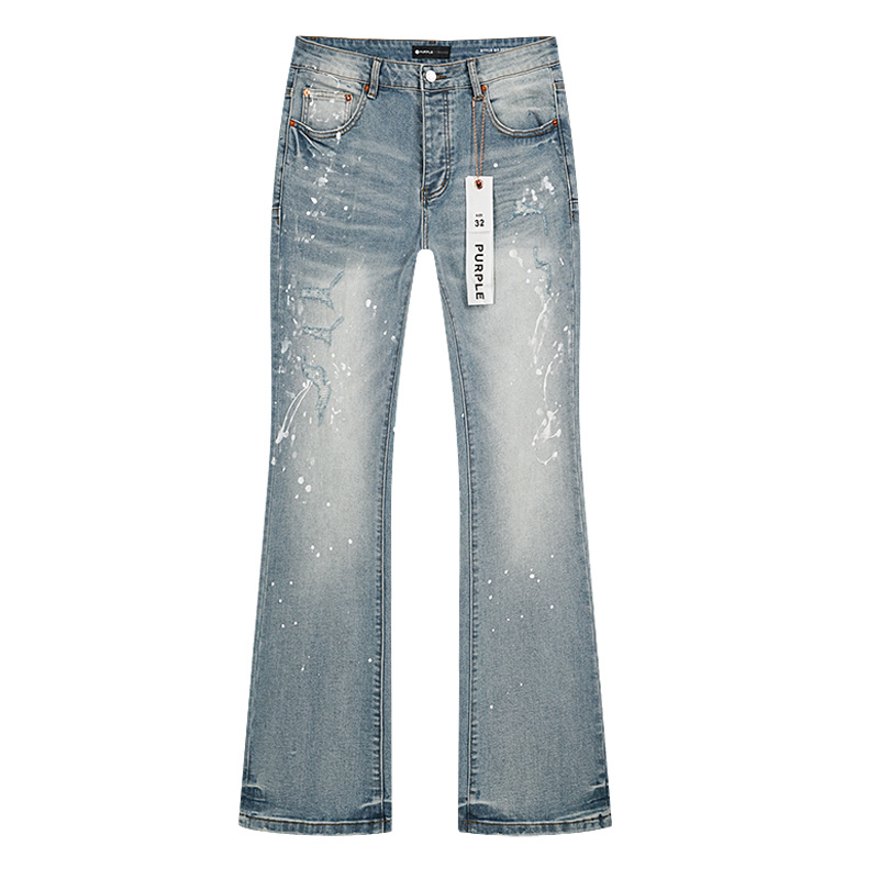 Purple Brand Washed Bootcut Denim Jeans Light Blue PU171