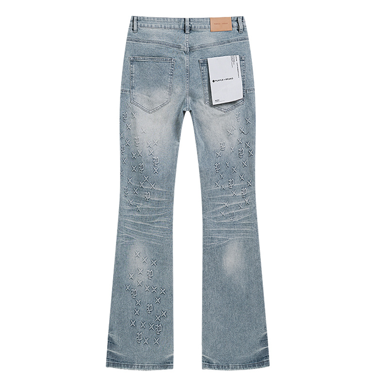 Purple Brand Washed Bootcut Denim Jeans Light Blue PU184