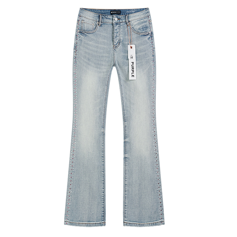 Purple Brand Washed Bootcut Denim Jeans Light Blue PU713