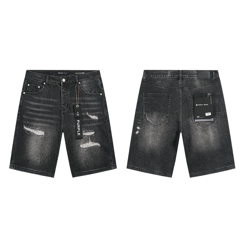 Purple Brand Washed Denim Shorts Black PU519