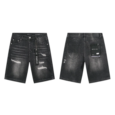 Purple Brand Washed Denim Shorts Black PU519 01