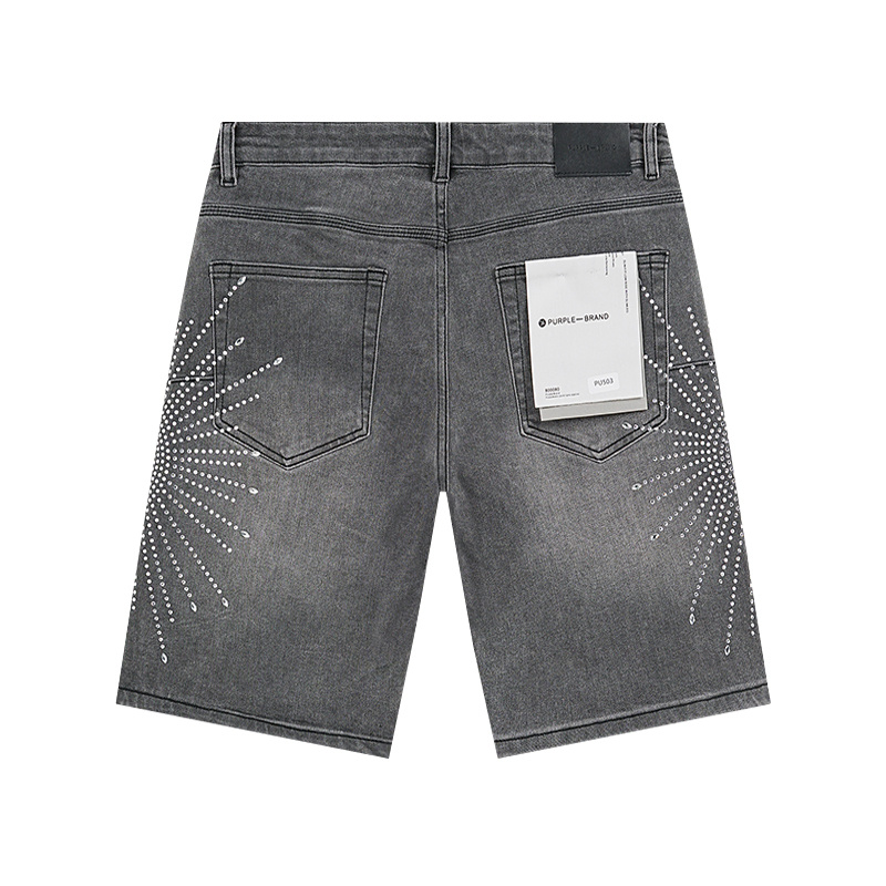 Purple Brand Washed Denim Shorts Gray PU503
