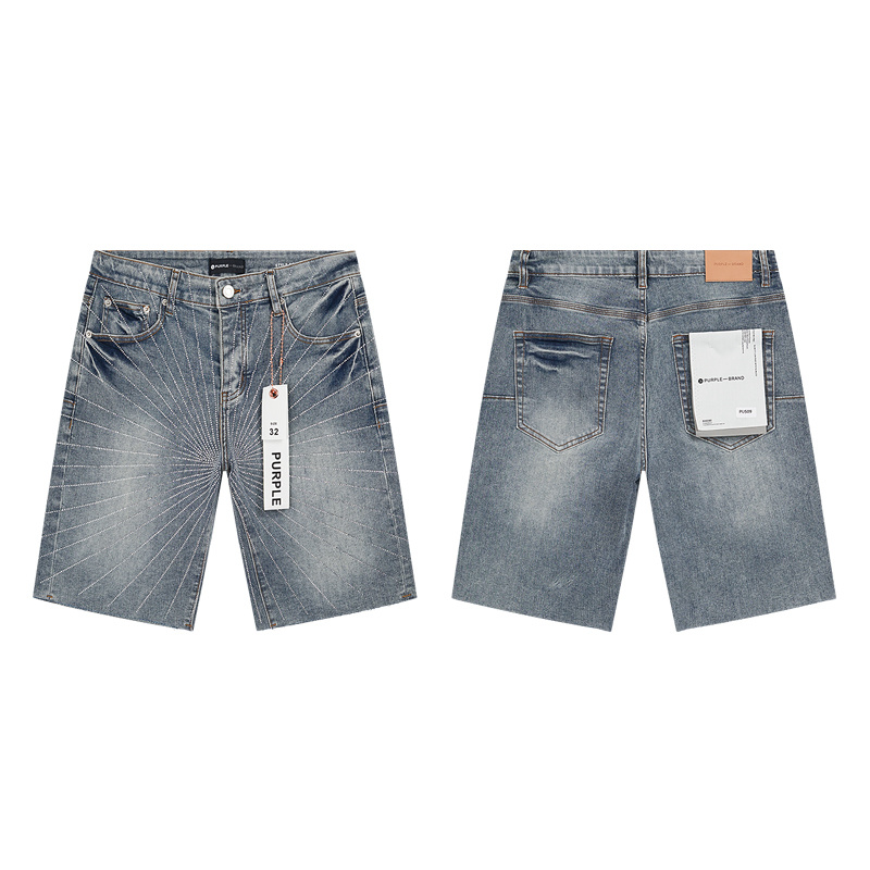 Purple Brand Washed Denim Shorts Light Blue PU509