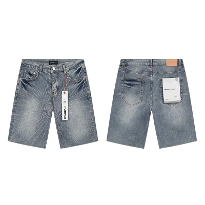 Purple Brand Washed Denim Shorts Light Blue PU509 01