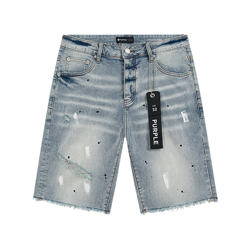 Purple Brand Washed Denim Shorts Light Blue PU511