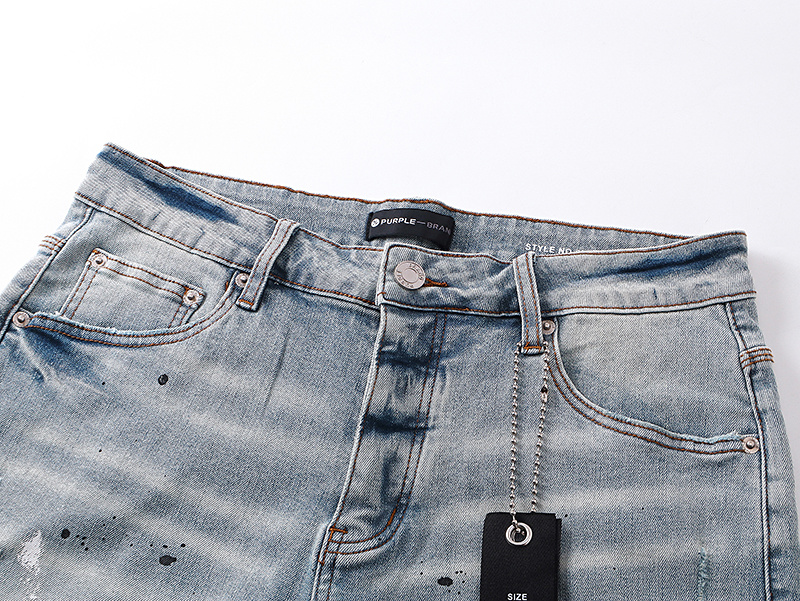 Purple Brand Washed Denim Shorts Light Blue PU511