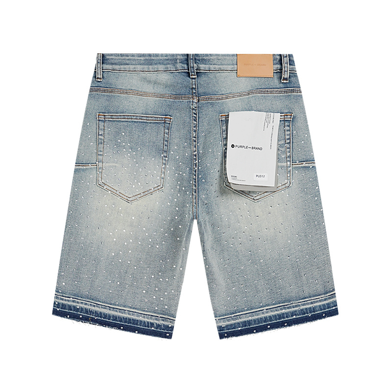 Purple Brand Washed Denim Shorts Light Blue PU512