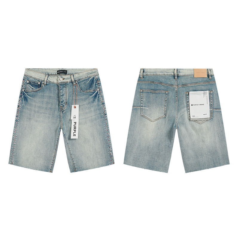 Purple Brand Washed Denim Shorts Light Blue PU513