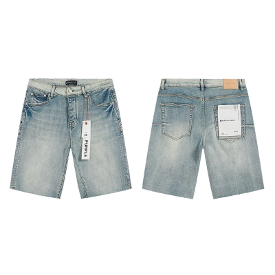 Purple Brand Washed Denim Shorts Light Blue PU513 01