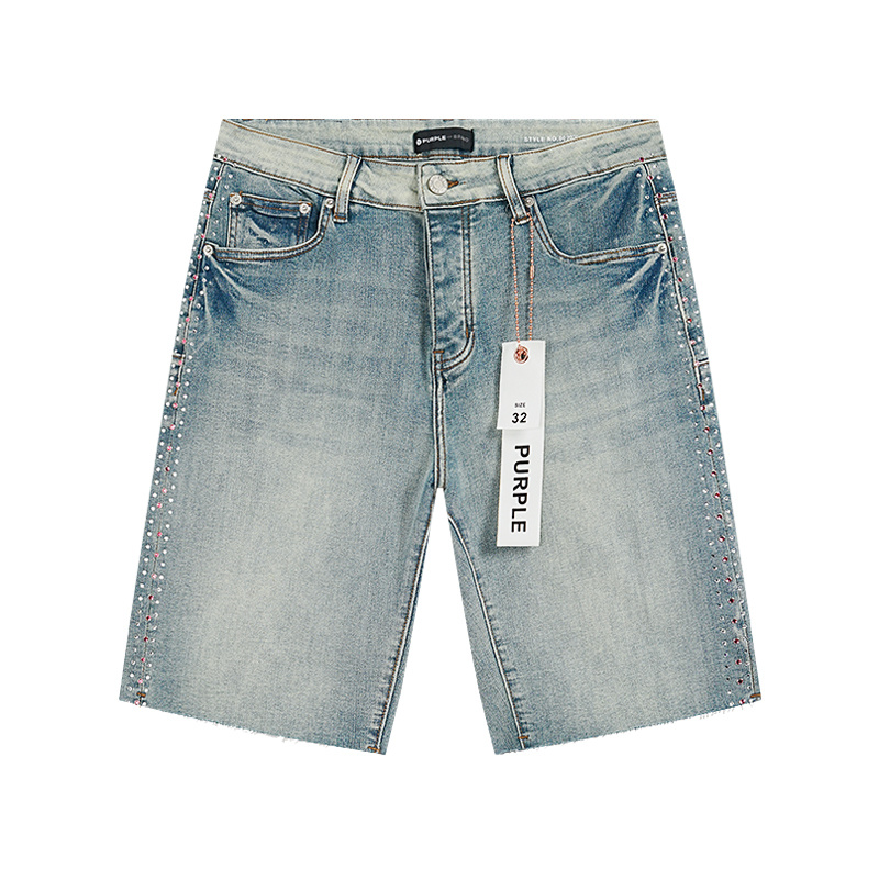 Purple Brand Washed Denim Shorts Light Blue PU513