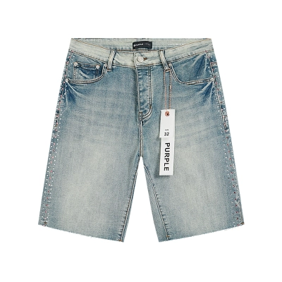 Purple Brand Washed Denim Shorts Light Blue PU513 02