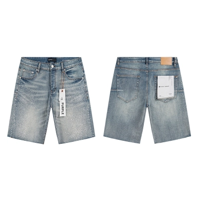 Purple Brand Washed Denim Shorts Light Blue PU525 01